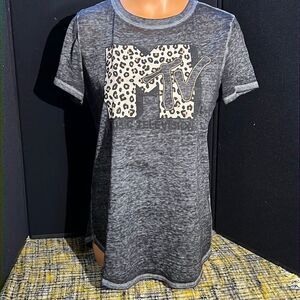 Vintage MTV Music Television Cheetah Print T-shirt - Size Small